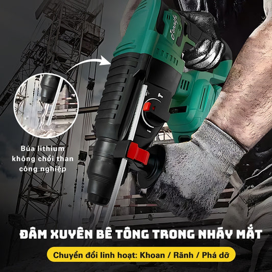 Máy Đục Bê Tông Cầm Tay TONNIFU TDC 82601 Chuyên Đục Khoan Búa 26mm Công Suất 1100W Không Chổi Than