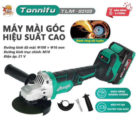 Máy Cắt Cầm Tay TONNIFU TJM 83108 Máy Mài Góc Không Chổi Than Công Suất 900W Lõi Đồng Cắt Sắt Gỗ Đánh Bóng