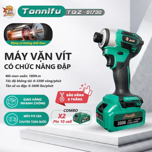 Máy Chuyên Vít TONNIFU TQZ 81730 Màu Lục Không Chổi Than Động Cơ Đồng Vặn Vít Tốc Độ Cao Đèn LED