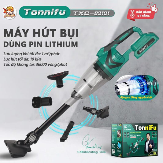 Máy Hút Bụi Không Dây TONNIFU TXC 83101 Chân Phổ Thông 21V Lực Hút Mạnh 4 Đầu Hút Đa Năng Hút Sàn Sofa Tủ Kệ Giường