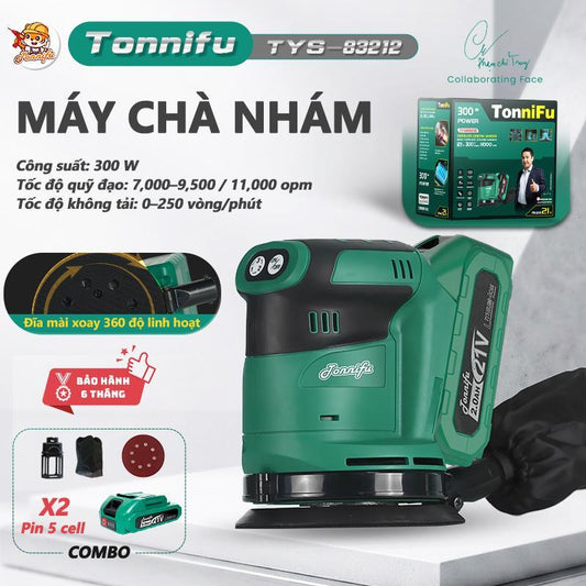 Máy Chà Nhám Cầm Tay TONNIFU TYS 83212 Công Suất 300W Đánh Bóng Xe Chà Gỗ Đa Năng Tẩy Rỉ Tường