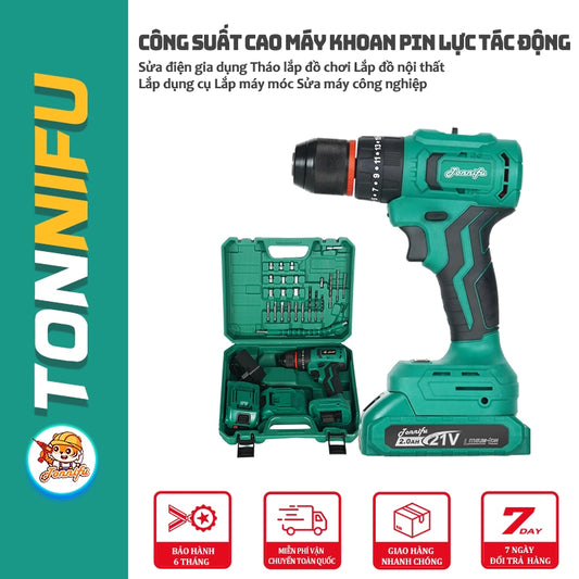 Máy Khoan TONNIFU DZ 82120 Đầu Kẹp 10mm Lực Siết 35M Không Chổi Than 3 Chức Năng Khoan Tường Bắn Vít Có Búa Mạnh