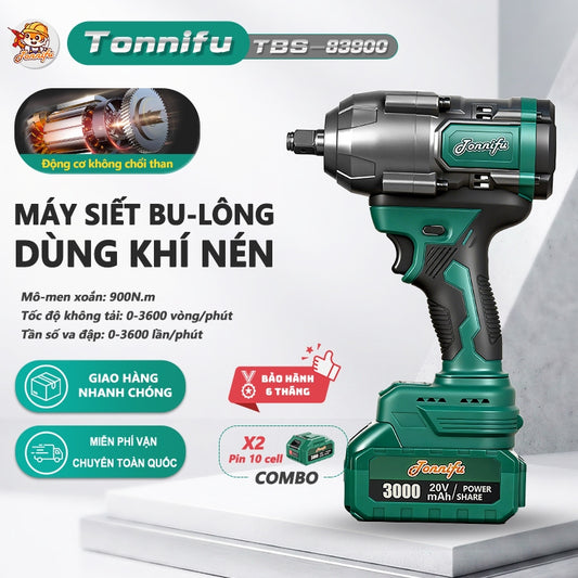Máy Siết Bu lông TONNIFU TBS 83900 21V Không Chổi Than 900N.m Đầu Đặc 1/2 Inch 4 Tốc Độ Mở Ốc Xe Máy Ô Tô Xe Tải