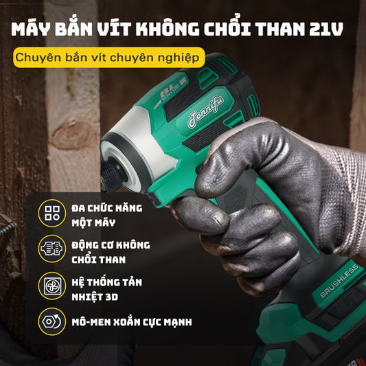 Máy Chuyên Vít TONNIFU TQZ 81730 Màu Lục Không Chổi Than Động Cơ Đồng Vặn Vít Tốc Độ Cao Đèn LED